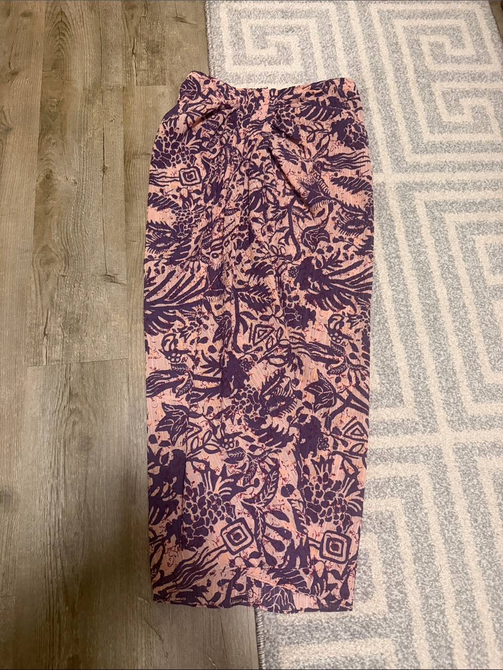 Zara Pink and Purple Floral-Print Midi Skirt
